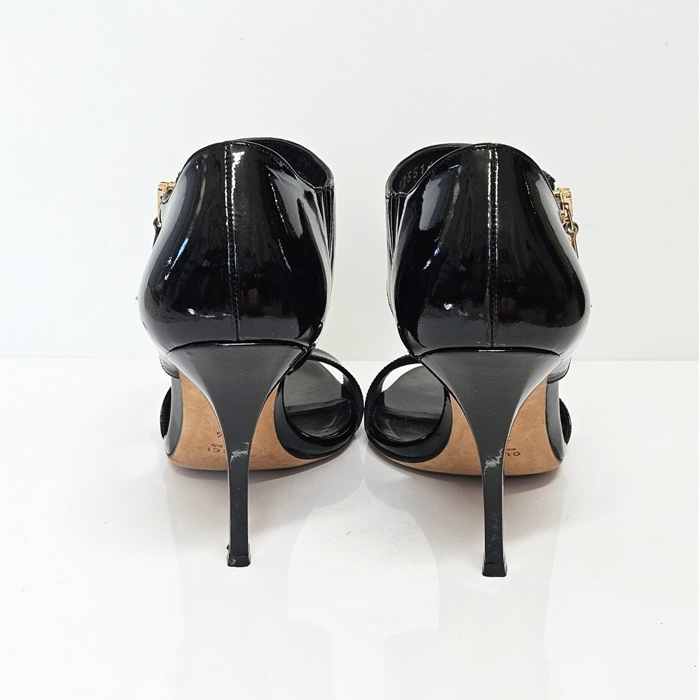 Gucci Black Patent Leather Ankle Cuff Sandal Heels Size 38.5 - Picture 5 of 11